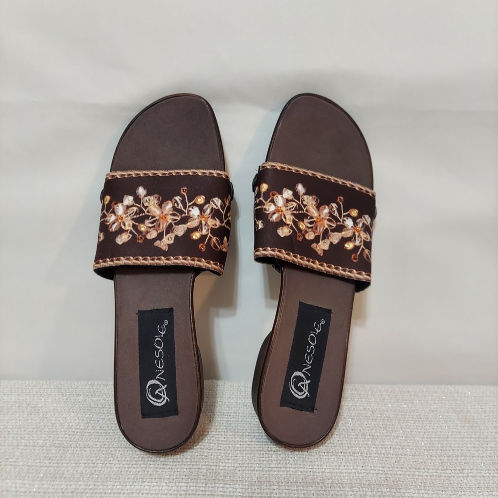 Onesole‎ Classic One step Women's Floral Brown Bottom Shoes Size 9